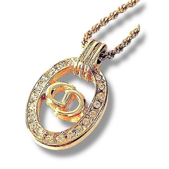 CHRISTIAN DIOR VINTAGE Gold Signature Necklace - Picture 9 of 15